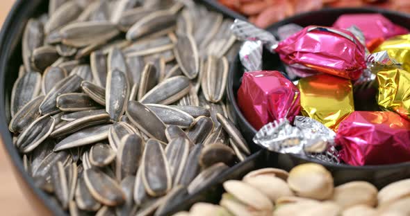 Traditional Chinese new year snack tray