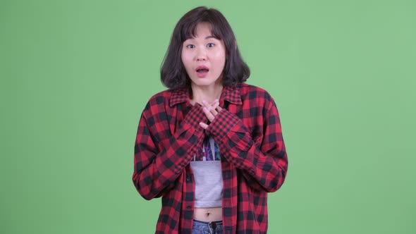 Happy Asian Hipster Woman Clapping Hands