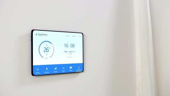 Tablet Computer with Smart Home Settings on Screen