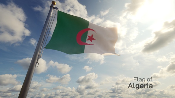 Algeria Flag on a Flagpole