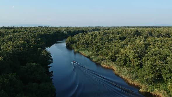 Motor Boat in the River