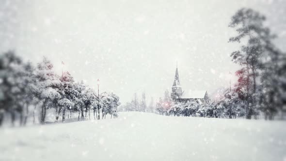 Snowy White Christmas and Church