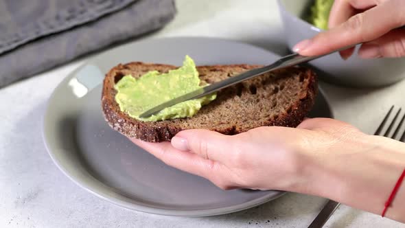 Guacamole on rye bread. 