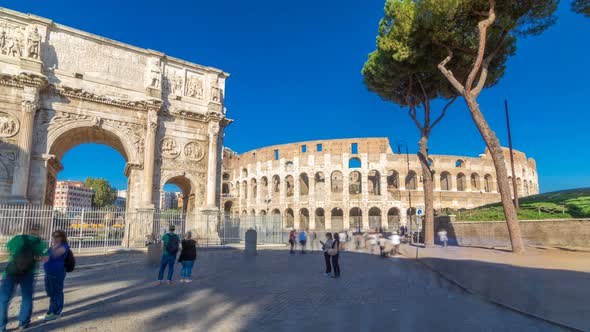 The Colosseum or Coliseum Timelapse Hyperlapse, Also Known As the Flavian Amphitheatre in Rome