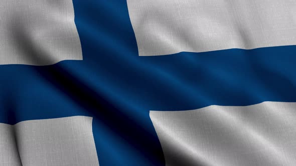 Waving Finland Satin Flag. 