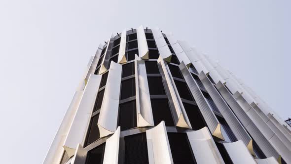 An Office Building in an Urban Area  View From Below