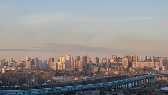 Twilight over the city of Novosibirsk