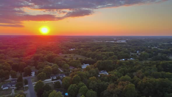 Landscape of Green Field Under Scenic Summer Dramatic Sky In Sunset Dawn Skyline on Akron Ohio