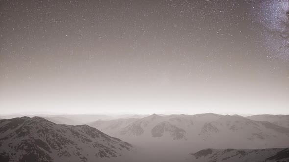 Milky Way Above Snow Covered Terrain