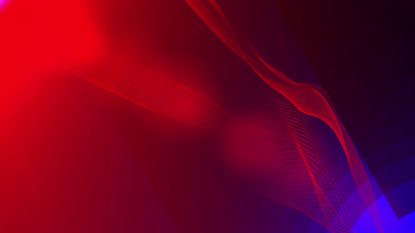 Particles dot line wavy red colorful animation background. abstract particle line motion video