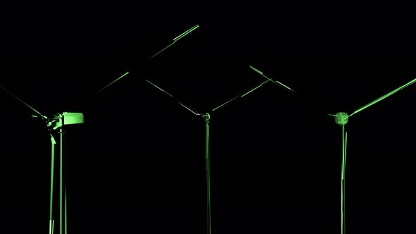 Hologram Wind Turbine Green Energy Concept Seamless Loop 4K