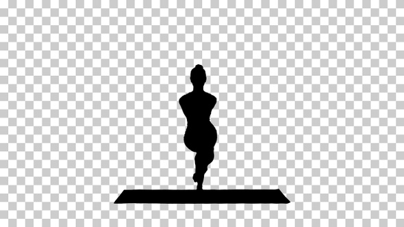 Silhouette Attractive girl standing in the balancing yoga alt