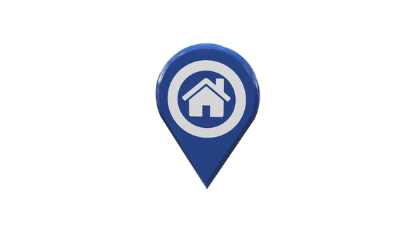 Home Map Location 3D Pin Icon Blue V10