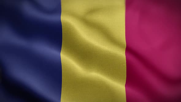 Romania Flag Textured Waving Front Background HD