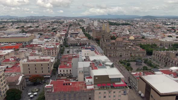 Guadalajara City With Famous Landmarks, Plaza de Armas, Guadalajara Cathedral, City Hall, And Main S