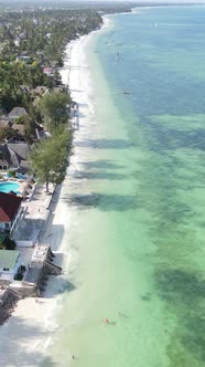 Vertical Video of the Ocean Near the Coast of Zanzibar Tanzania