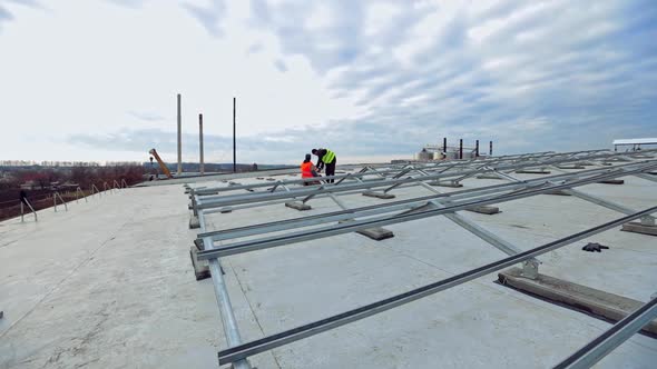 Future solar energy farm on a flat roof