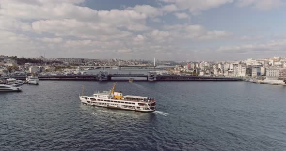 Istanbul Goldenhorn And Ferryboat