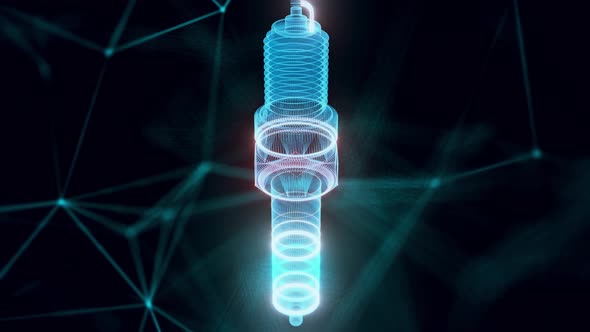 Spark Plug Hologram Close Up 4k