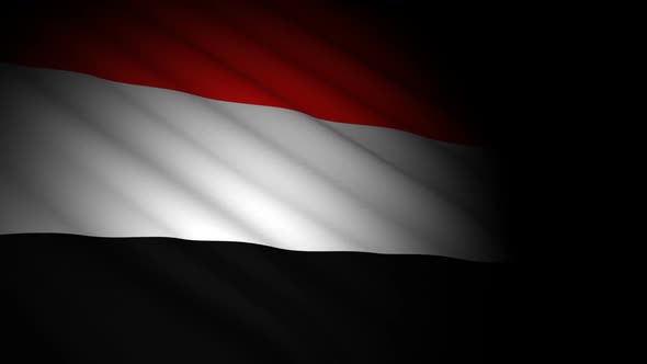 Yemen Flag Blowing in Wind