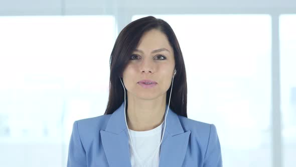 Woman Busy Online Video Chat, Waving Hand