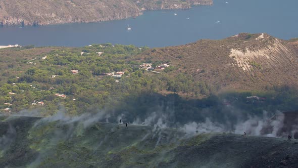 volcano sicily vulcano sulphure fumes active italy mountain island