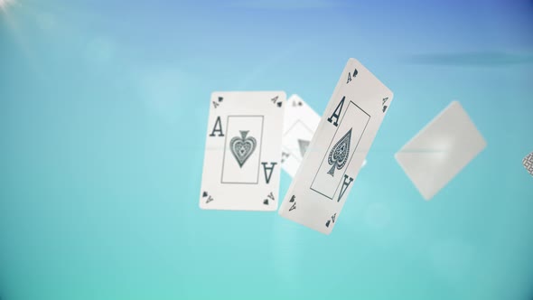 cards rotate among themselves on Blue background