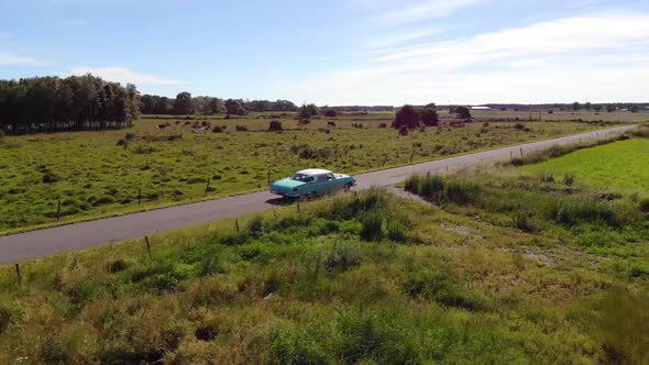 Dodge Polara from side at fields, Öland, Sweden, summer time