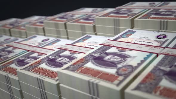Mongolia Togrog, Tugrik money banknote pack growth up loop
