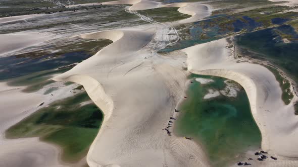 Jericoacoara Ceara Brazil. Scenic sand dunes and turquoise rainwater lakes