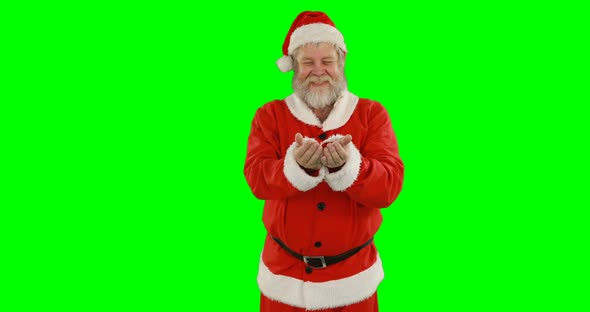 Santa claus standing with hands cupped