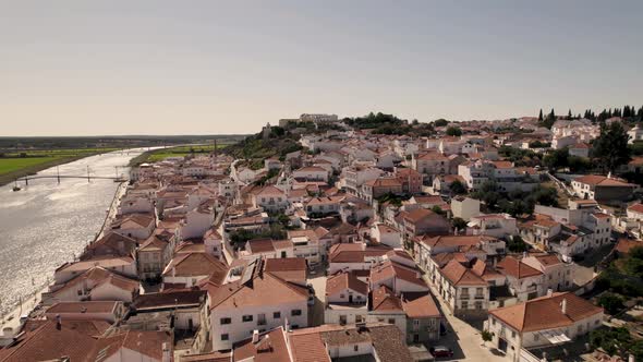 Idyllic Portuguese city seen from above. Picturesque old settlement, Alcaçer do Sal