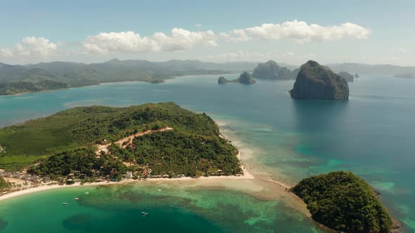 Tropical Beach with White Sand, View From Above