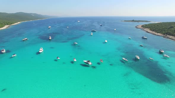 Flying over pleasure boats in a nautical paradise