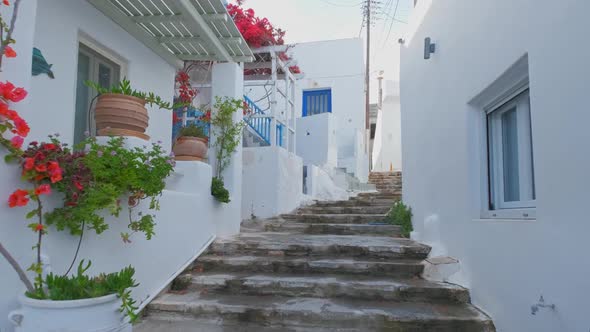 Walking in Naousa Street on Paros Island, Greece