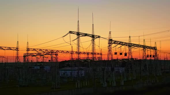 Electric Substation at Sunset