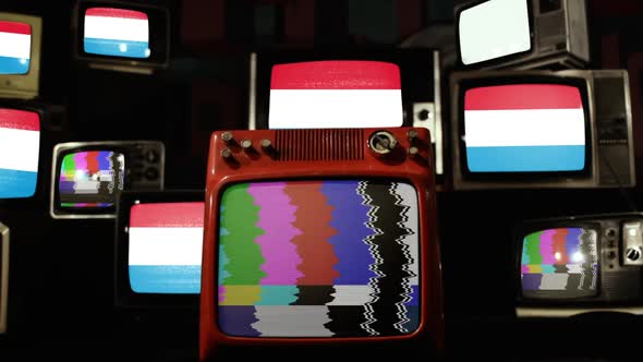 The flag of Luxembourg on a Retro TV Stack.