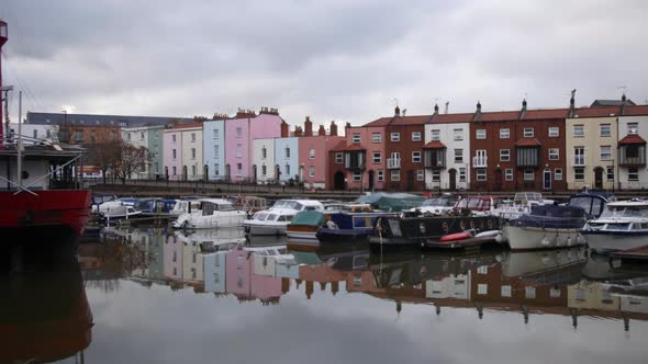 docked boats in the harbour of Bristol