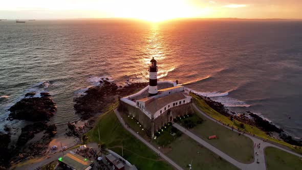 Sunset aerial view of tourism postal card at downtown Salvador Bahia Brazil.