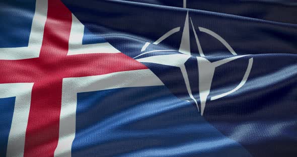 Iceland and NATO waving flag animation loop