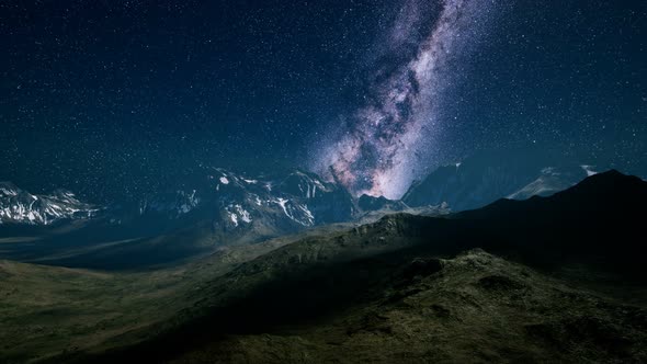 Milky Way Over the Mountain Peaks