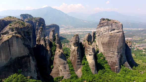 Aero. The Mountains Meteors in Greece. on the Tops of Marvelous Mountains Are Ancient Beautiful