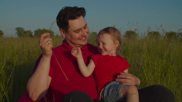 Father and Toddler Child Chilling Out in Nature