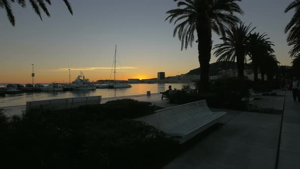 The promenade at sunset