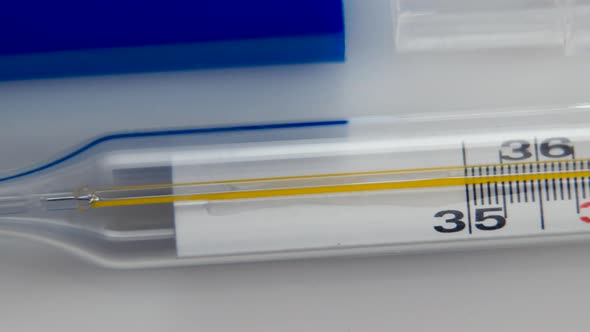 Glass Mercurial Thermometer On A White Background