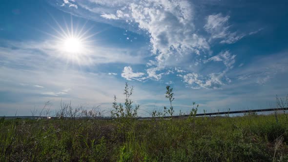 Time Lapse of Movement of White Clouds Across the Blye Sky