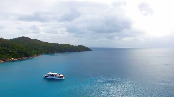 Aerial View Of A Shore And A Boat In The Ocean 1