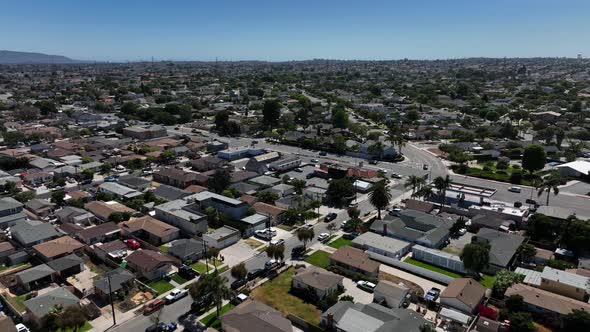 Aerial Urban Residential With Dolly Reverse