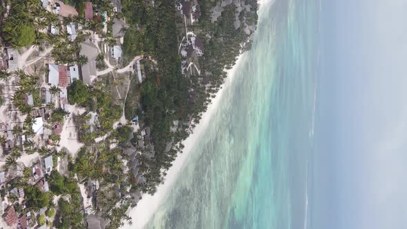 Zanzibar Tanzania  Vertical Video of the Ocean Near the Coast Slow Motion