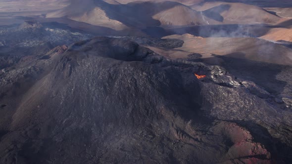 Drone Flight Over Fagradalsfjall Volcano